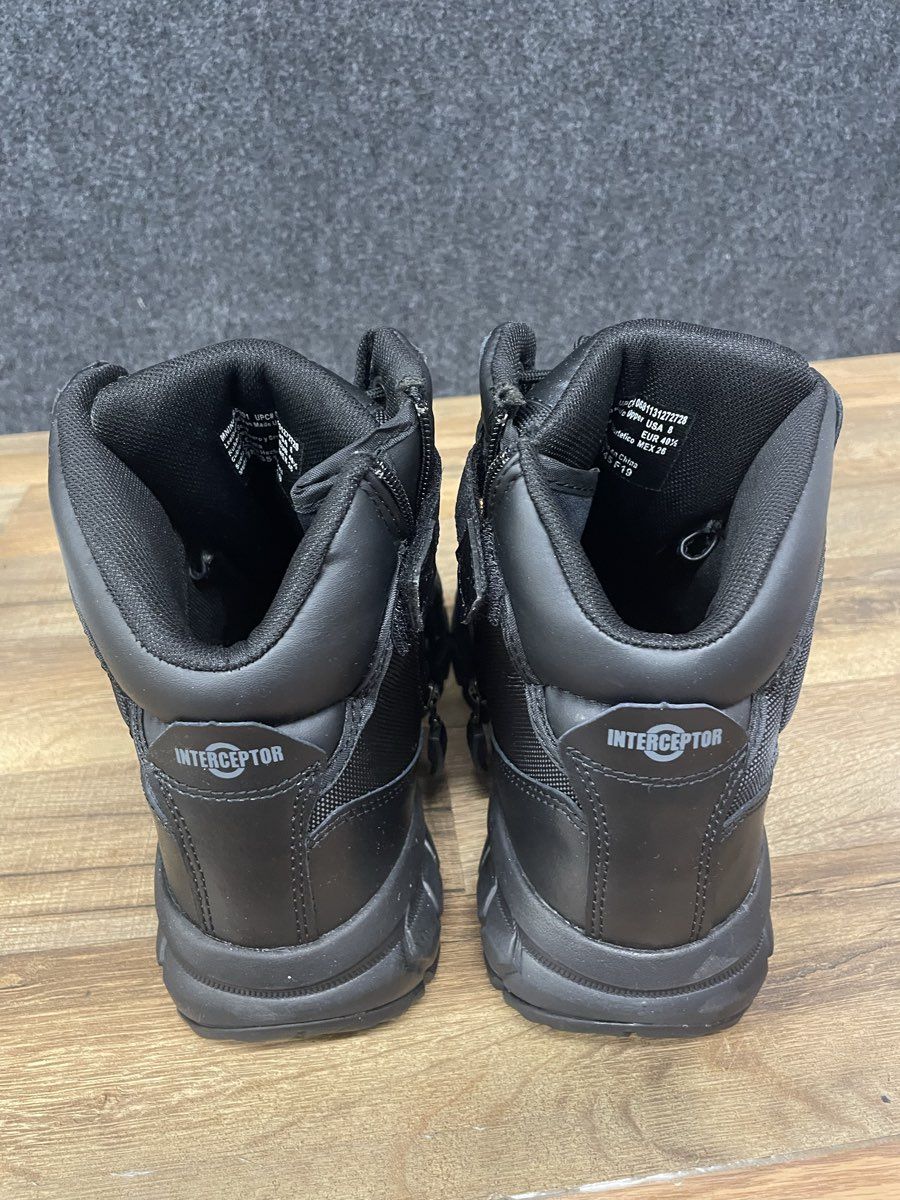 Interceptor Guard Black Side Zip 6 Inch Tactical Duty Boots Men's Size 8