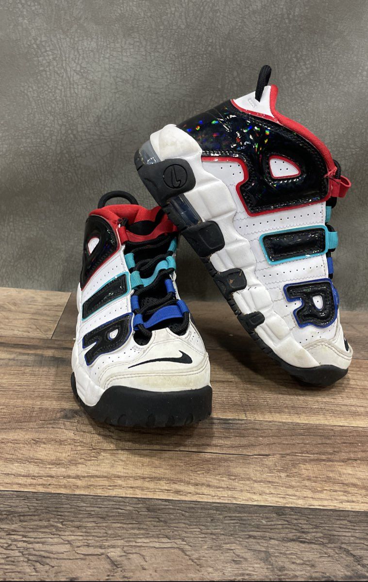 Nike Air More Uptempo GS Multi-Color White Black FV0836-100 Size 3Y