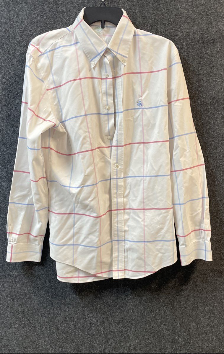 Brooks Brothers Men's Milano Non-Iron Supima Cotton Check Shirt Sz M