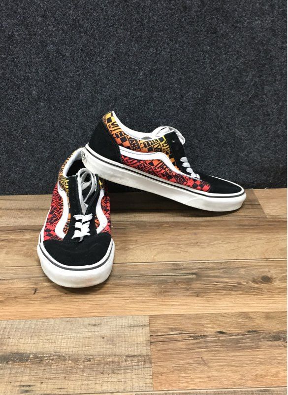 Vans Old Skool Logo Flame Black Skate Sneakers Men's 7 / Women's 8.5