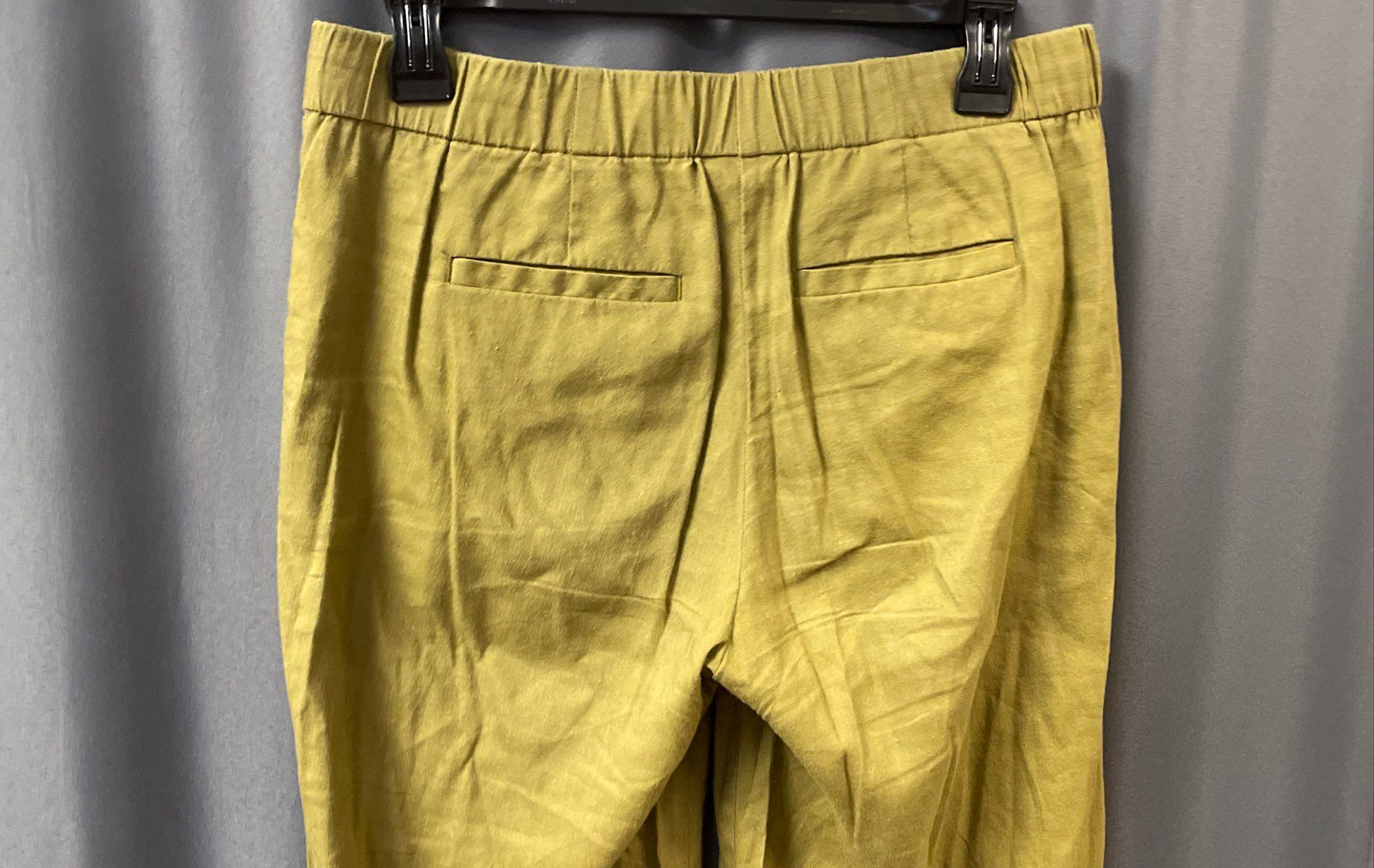 J. Jill Women's Green Linen Blend Wide Leg Cropped Elastic Waist Pants Sz XS