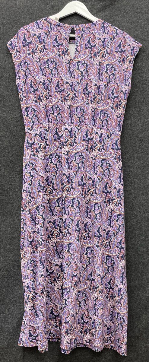 LOFT Women's Purple Multi Paisley Print Stretch Cold Shoulder Dress NWT Sz M