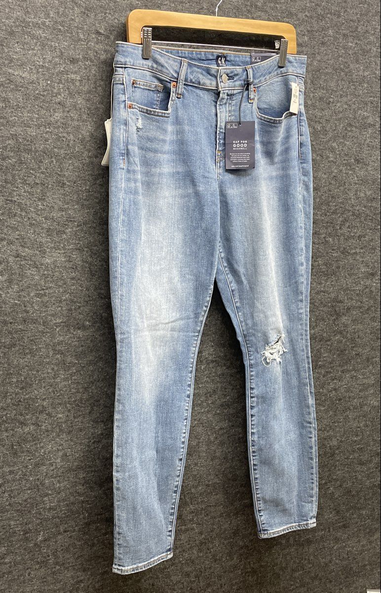 GAP Women's Light Wash Distressed High Rise Skinny Jeans Sz 32 NWT