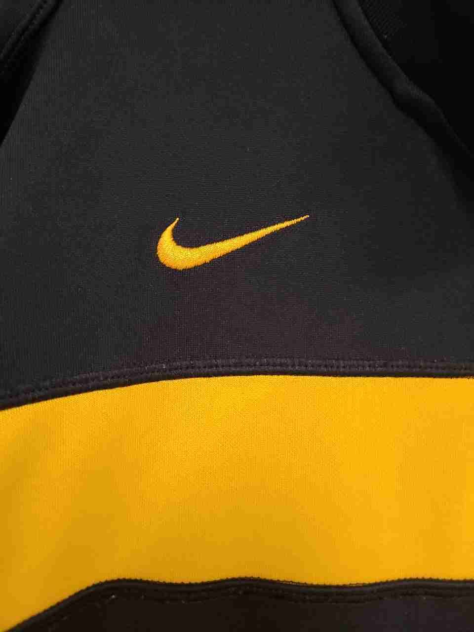 Nike Men's Full Zip Track Jacket Black Yellow Striped Dri-FIT Sz L