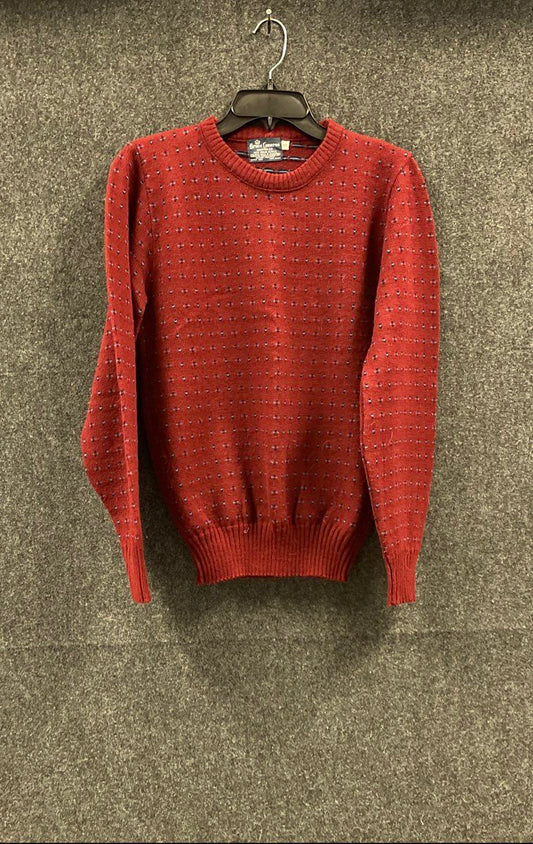 Vintage 80s Bruce Cameron Men's Red Geometric Dot Knit Crewneck Sweater Sz S