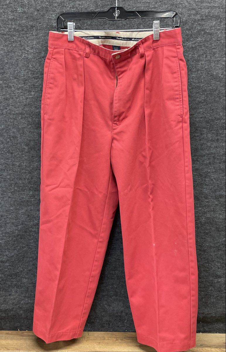Vintage 90s Polo Ralph Lauren Men's Salmon Pink Pleated Cotton Chino Pants Sz M