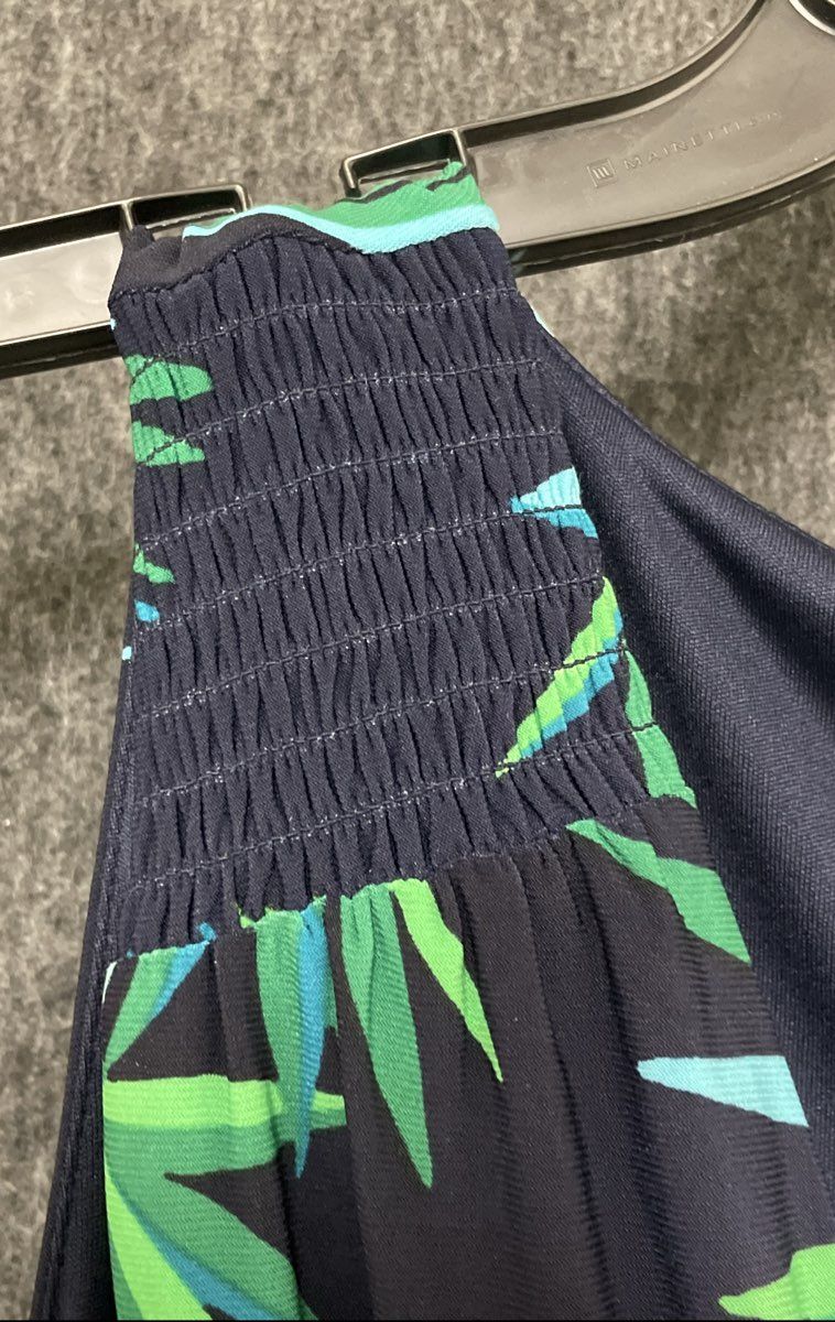 Harper Rose Women's Navy Tropical Palm Print Empire Waist Sleeveless Maxi Sz 16