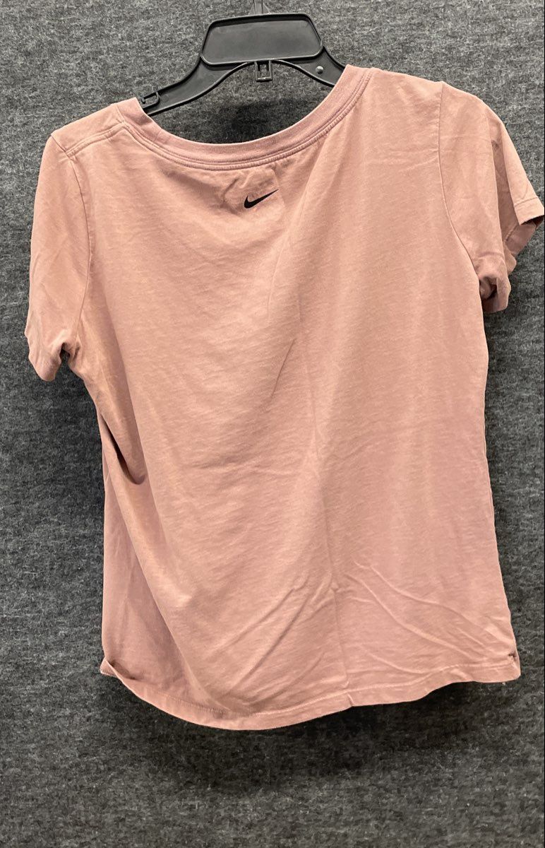 Nike Women's Mauve Dri-FIT Script Logo Scoop Neck Short Sleeve T-shirt Sz M
