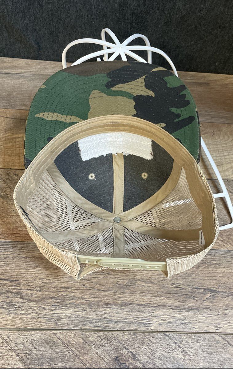 Leupold Men's Camouflage Trucker Hat Tan Mesh Snapback Leather Patch Flat Brim