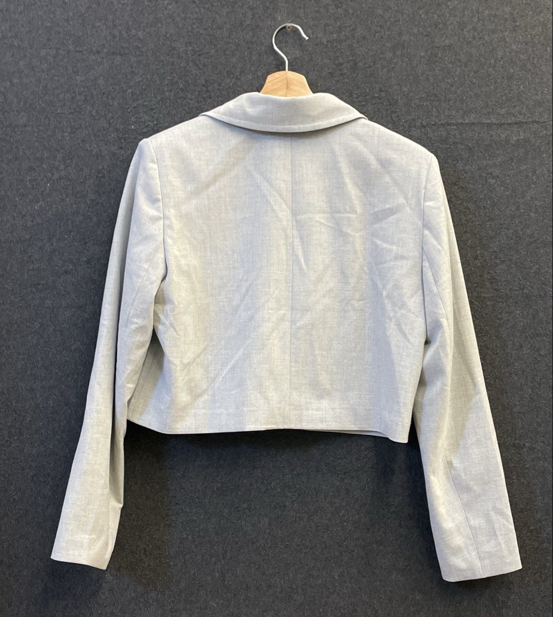 LOFT Versa Women's Gray Button Front Cargo Pocket Cropped Jacket Sz M