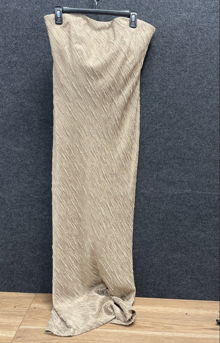 Carmen Marc Valvo Women's Champagne Strapless Textured Gown Sz 14