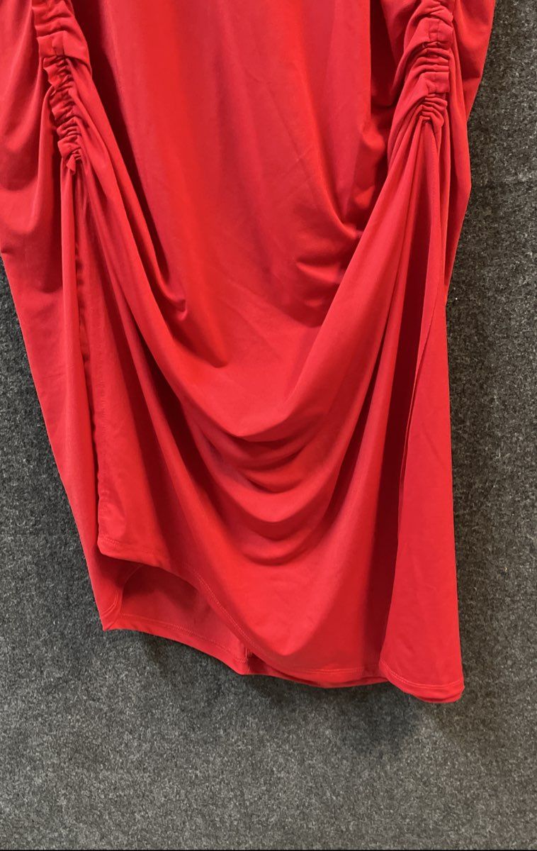 Ashley Stewart Women's Red Ruched Dolman Sleeve Draped Jersey Dress Sz 22/24 NWT