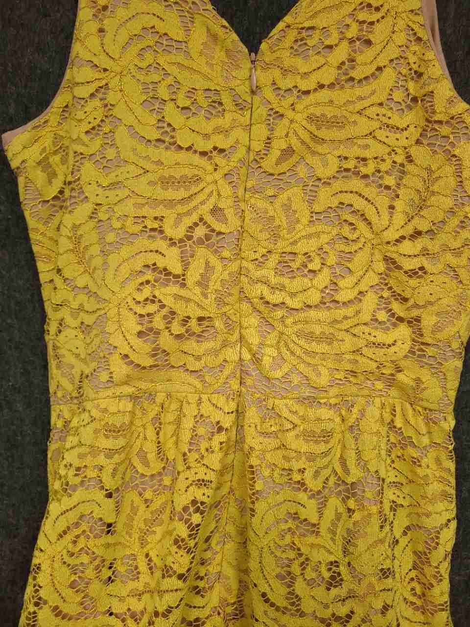 Dress The Population Women's Yellow Floral Lace Sleeveless Maxi Dress Sz XL