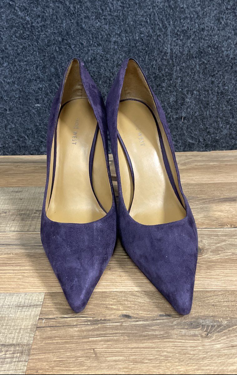 Nine West Barbe Dark Purple Suede Pointed Toe Pumps Women's Size 10