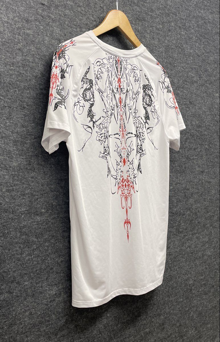 Divinity Graphic T-Shirt White Gothic Tribal Sport Performance Sz L