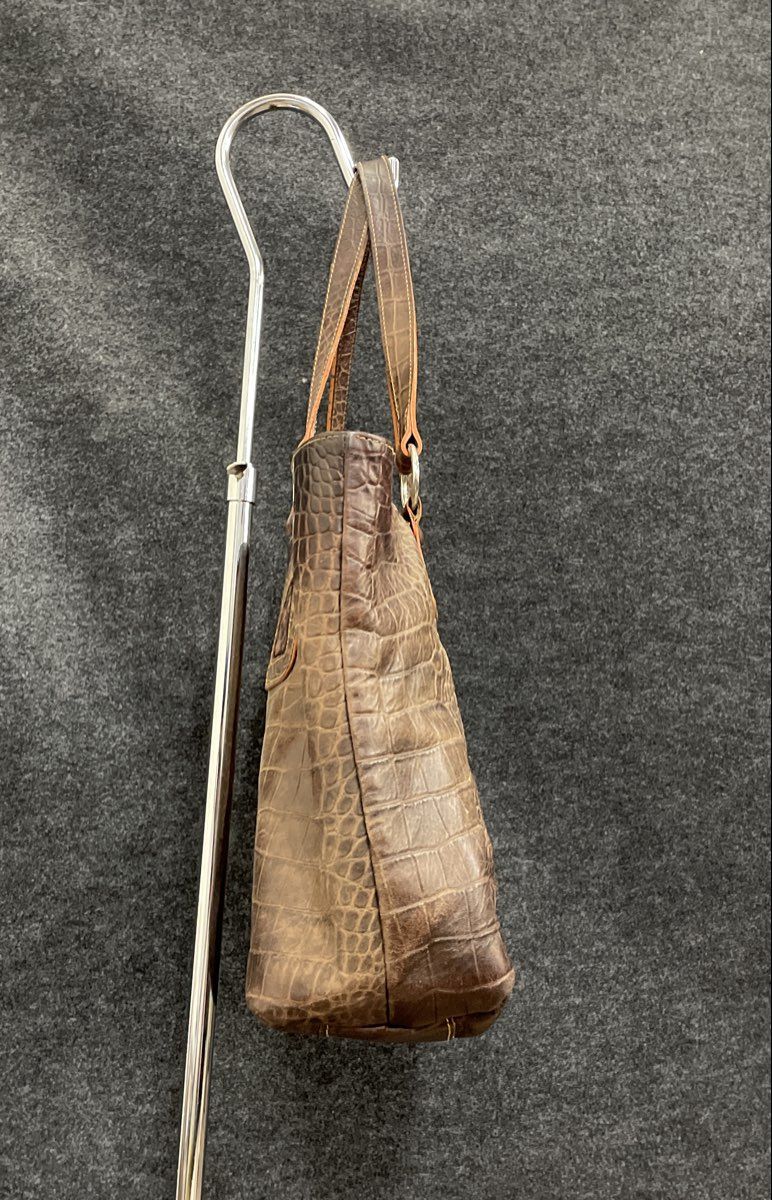 Claudia Firenze Brown Croc Embossed Leather Tote Bag Made in Italy