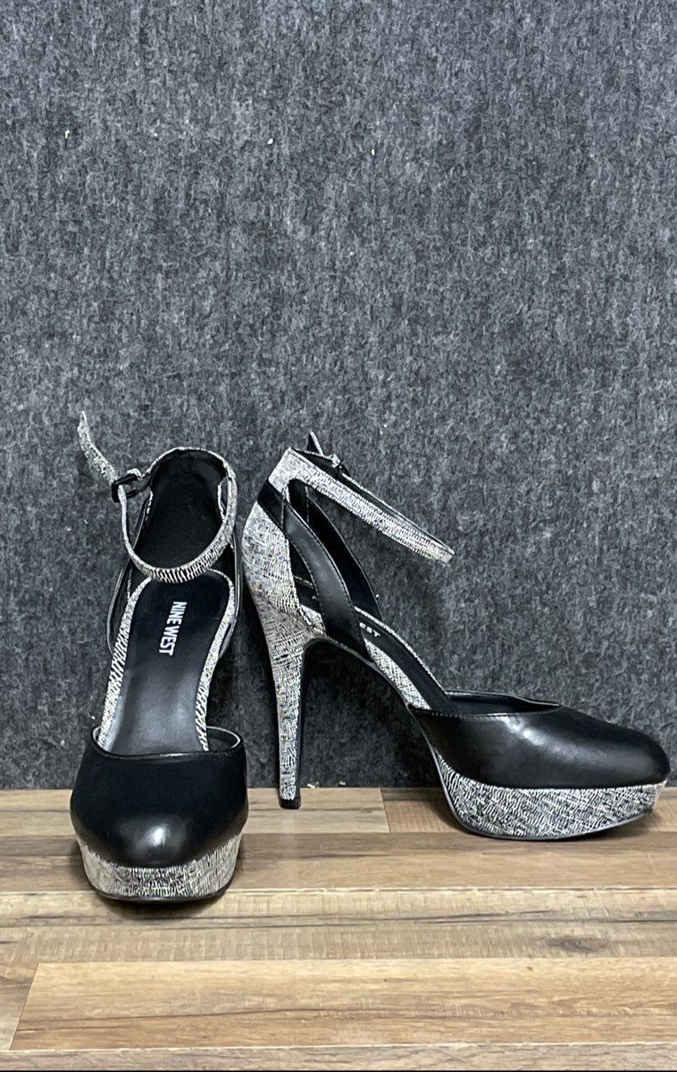 Nine West Black Ankle-Strap Platform Heels Size 9