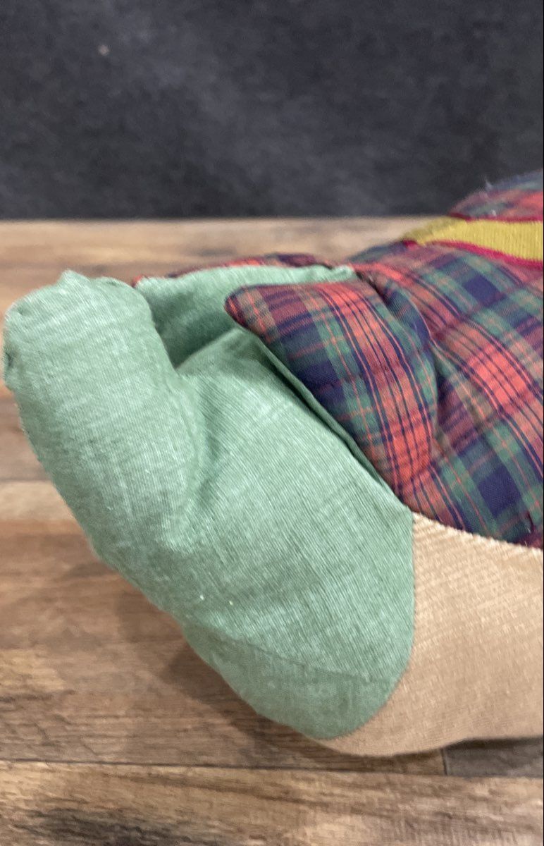 Mallard Duck Plush Patchwork Fabric Figurine Corduroy Plaid 14 Inch
