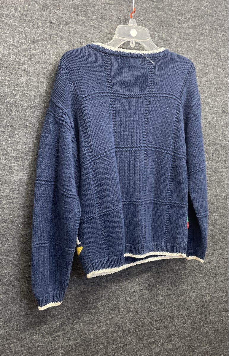 Vintage 90s Melissa Burke Women's Nautical Navy Anchor Sailboat Sweater Sz M