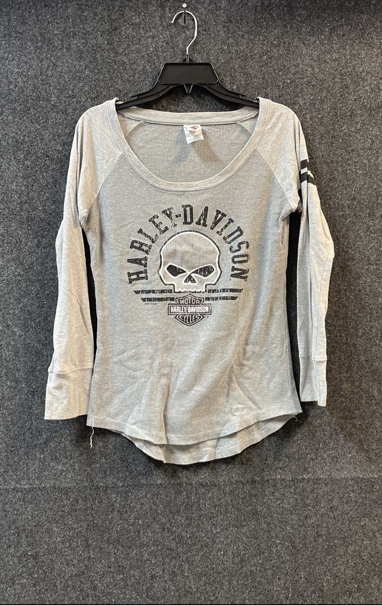 Harley-Davidson Winchester VA Skull Waffle Knit Thermal Long Sleeve Sz L
