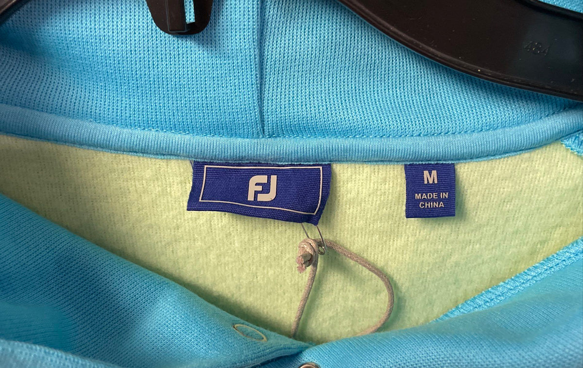 FootJoy Men's Pullover Hoodie Lime Green Blue Colorblock NWT Sz M
