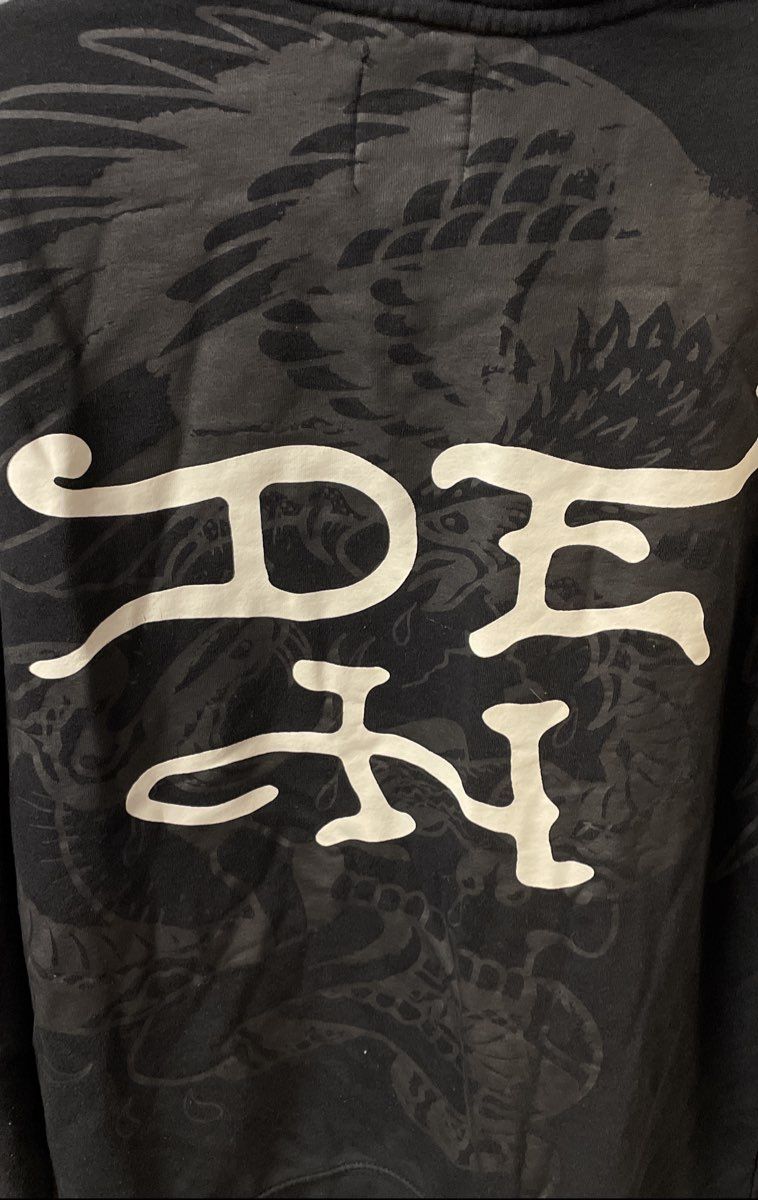 Vintage Ed Hardy Men's Black Tiger Graphic Hoodie Love Kills Slowly Y2K Sz S