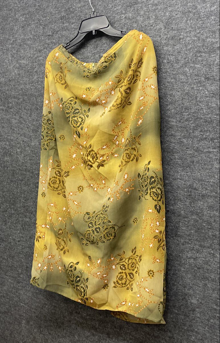 New York & Company Women's Skirt Green Floral Sheer Overlay Vintage Y2K Sz L