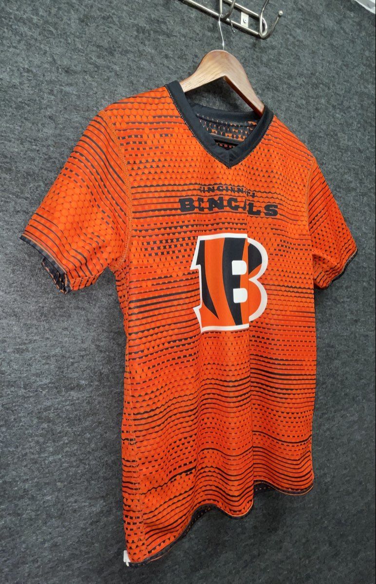 NFL Flag Play Football Cincinnati Bengals Men's Orange Jersey Sublimated Sz M