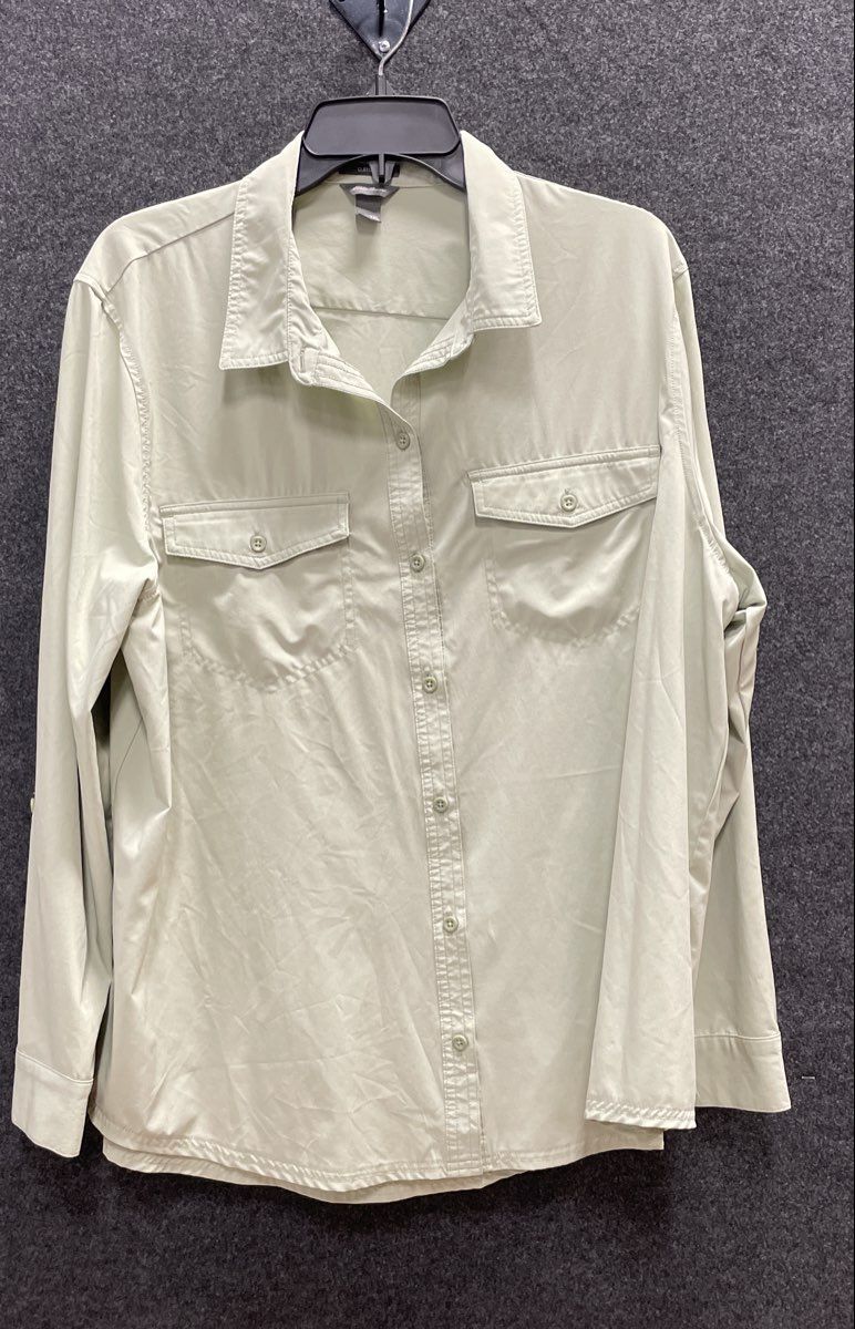 Eddie Bauer Women's Light Sage Classic Fit Long Sleeve Utility Shirt XXL