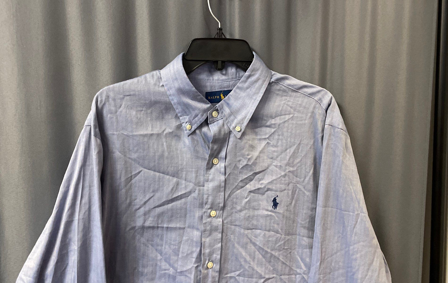 Ralph Lauren Men's Blue Herringbone Button Down Classic Fit Shirt Sz XL