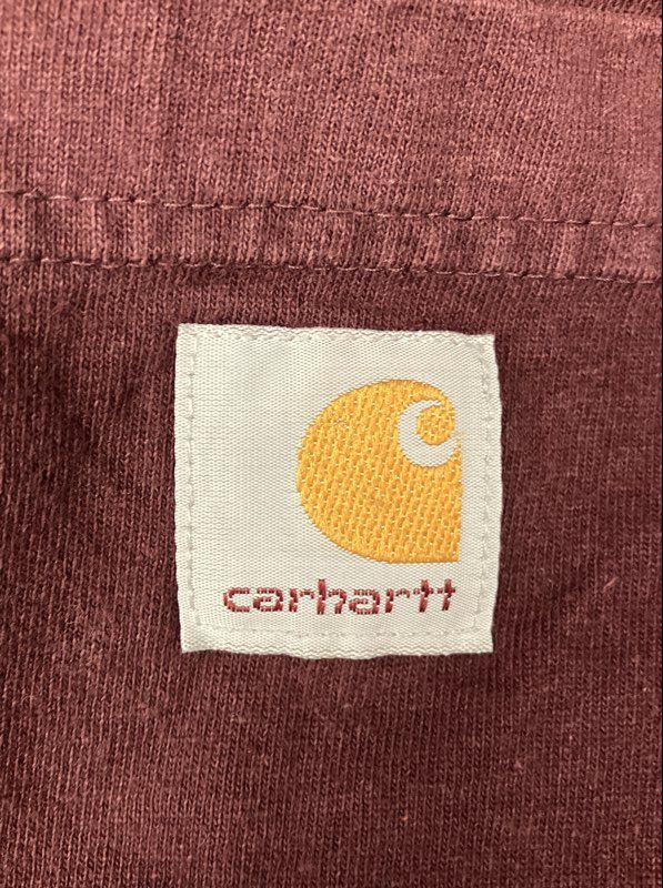 Carhartt Men's Burgundy Long Sleeve Loose Fit Pocket T-Shirt K126 Sz S