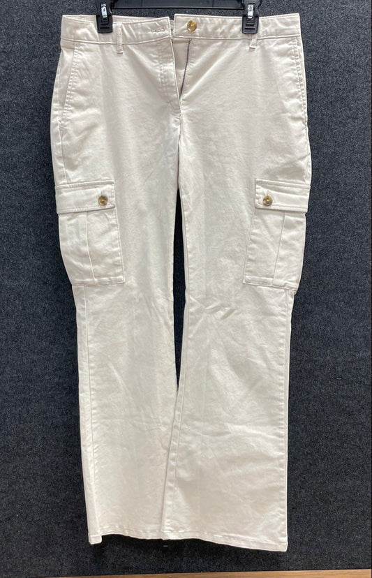 Banana Republic Women's Off-White Wide Leg Cargo Chino Pants Stretch Sz 8