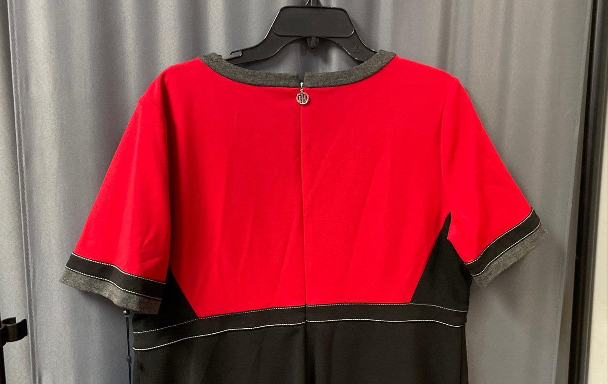 Tommy Hilfiger Women's Red Black Colorblock Sheath Dress Contrast Stitch NWT 18
