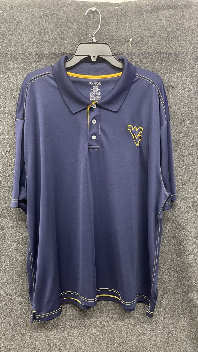 ProEdge Men's WVU Mountaineers Navy Blue Polo Shirt Embroidered Logo Size 3XL