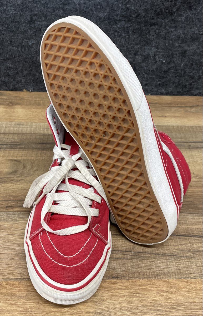 Vans Sk8-Hi Red White Canvas High Top Sneakers Men's Size 6.5 Women's Size 8