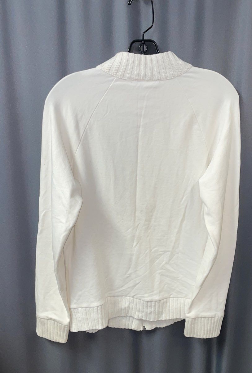 Croft & Barrow Women's White Cable Knit Full Zip Sweater Cardigan Sz PM