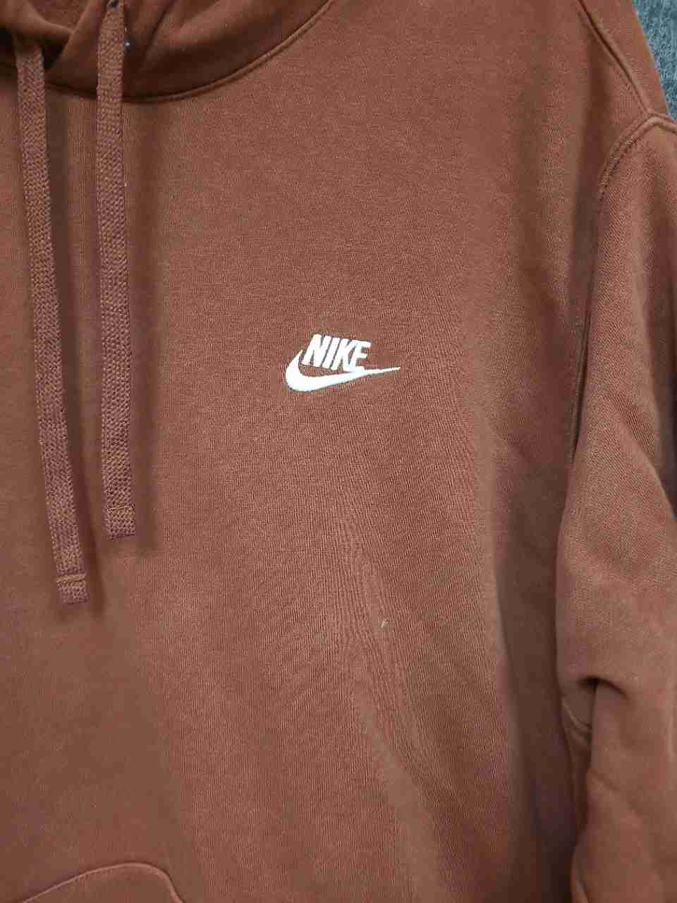 Nike Men's Pullover Hoodie Rust Brown Club Fleece Embroidered Logo Sz XL Tall
