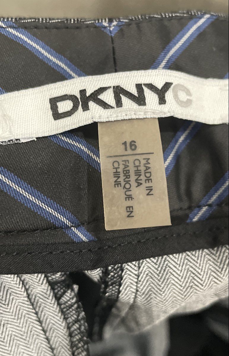 DKNYC Women's Grey Herringbone Dress Pants Trousers Straight Leg Sz 16