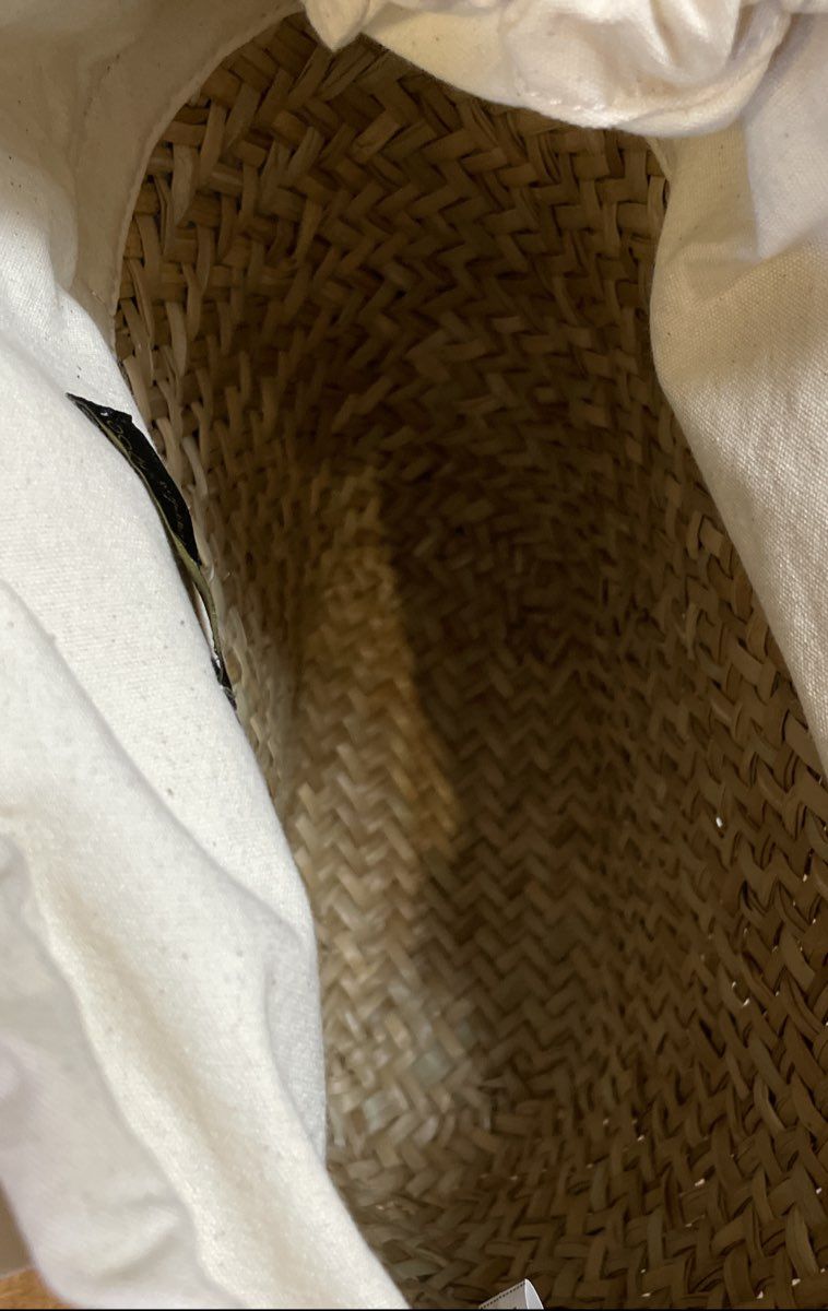 House of Harlow 1960 Cream & Natural Rattan Woven Basket Tote Bag Small