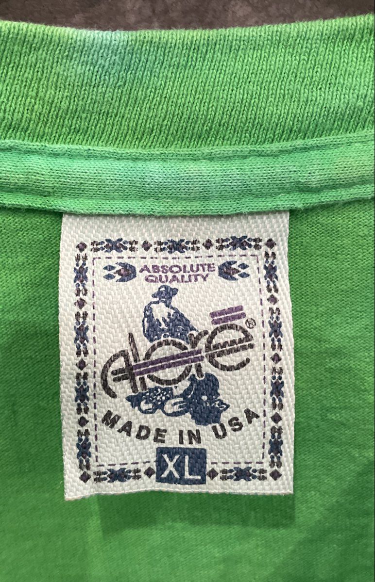 Vintage 90s Alore Men's Joe's Crab Shack Green Blue Tie Dye T Shirt XL USA