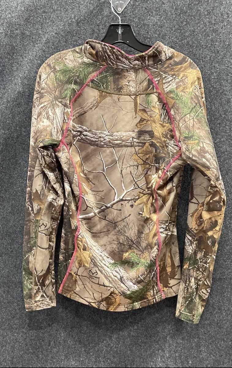 Realtree Women's 1/4 Zip Camo Pullover Jacket Pink Accents Performance Sz M