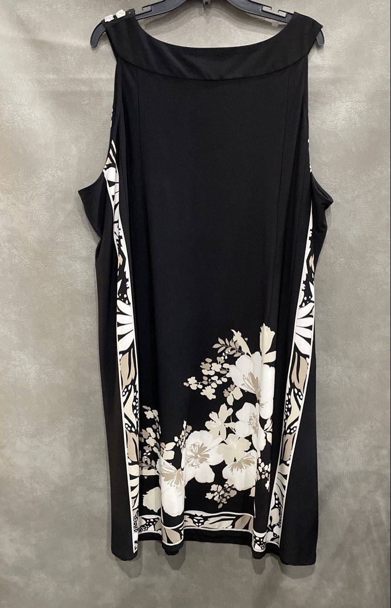 Catherines Women's Black Floral Dress Embellished Neckline Sleeveless NWT Sz 3X