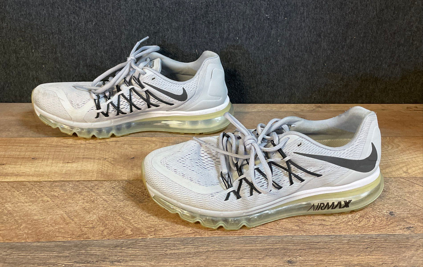 Nike Air Max 2015 Grey Black Silver Running Shoes Men's Size 10