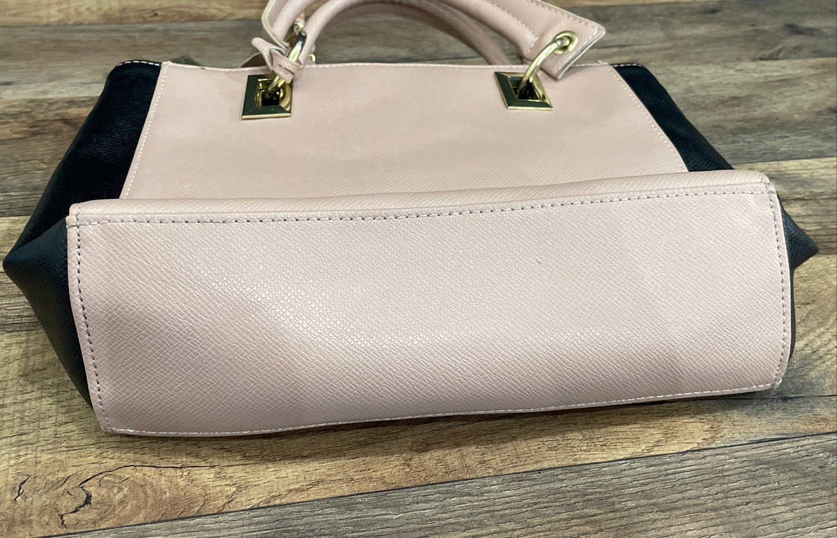Ivanka Trump Pink Black Saffiano Leather Satchel Handbag Crossbody Chain Strap