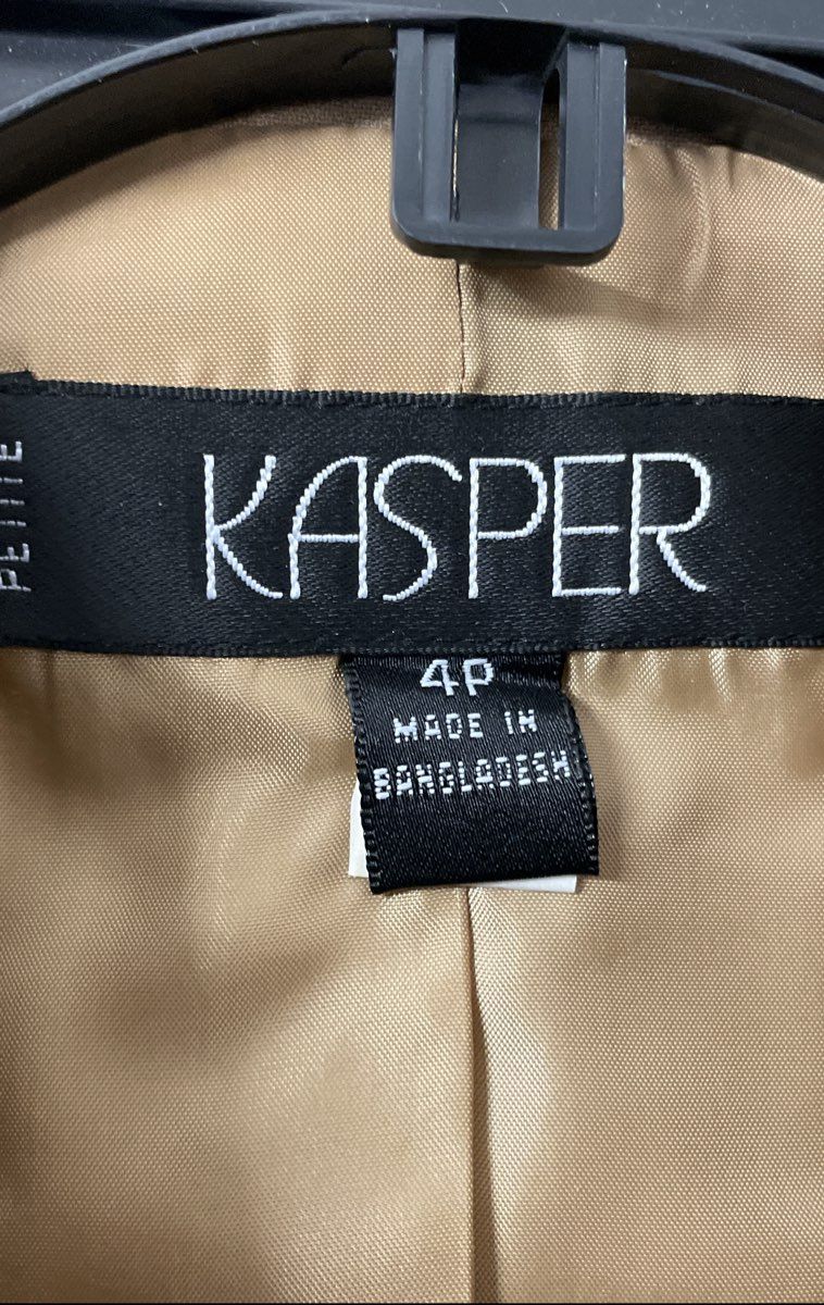 Kasper Women's Tan Blazer Jacket Band Style Multi Button Cuffed Sleeve Sz 4P
