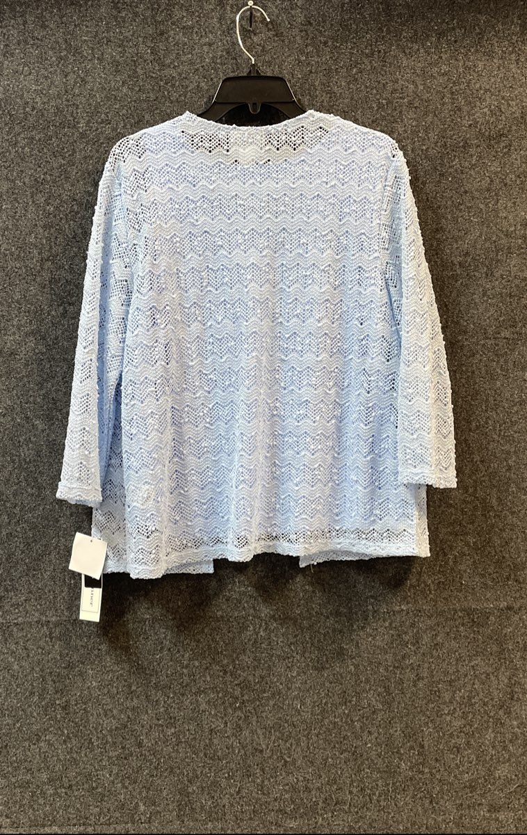 Alfred Dunner Women's Blue Lace Open Knit 2-in-1 Cardigan Sweater Sz M NWT