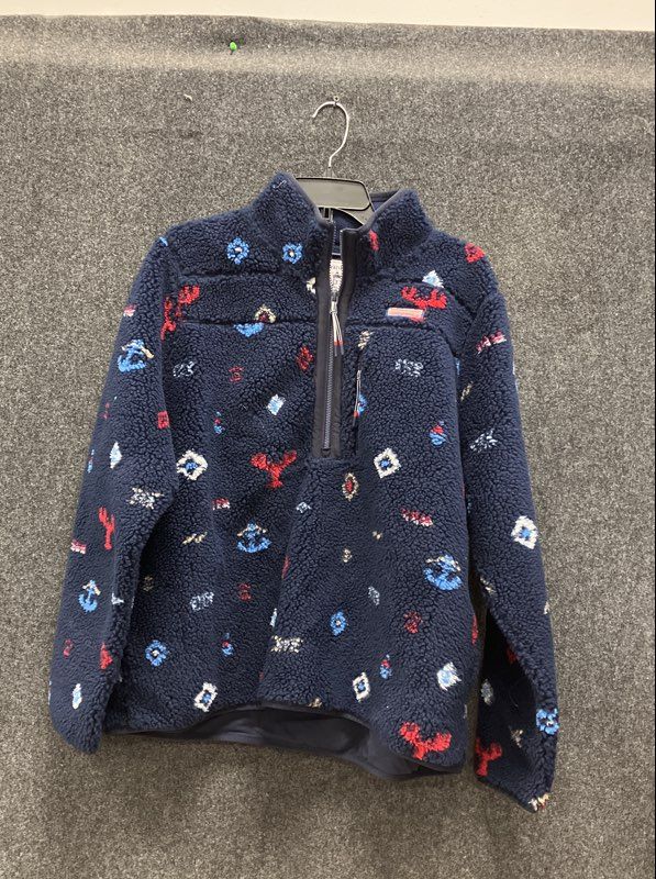 Vineyard Vines Men's Navy Nautical Icons SuperShep Fleece 1/4 Zip Pullover XL