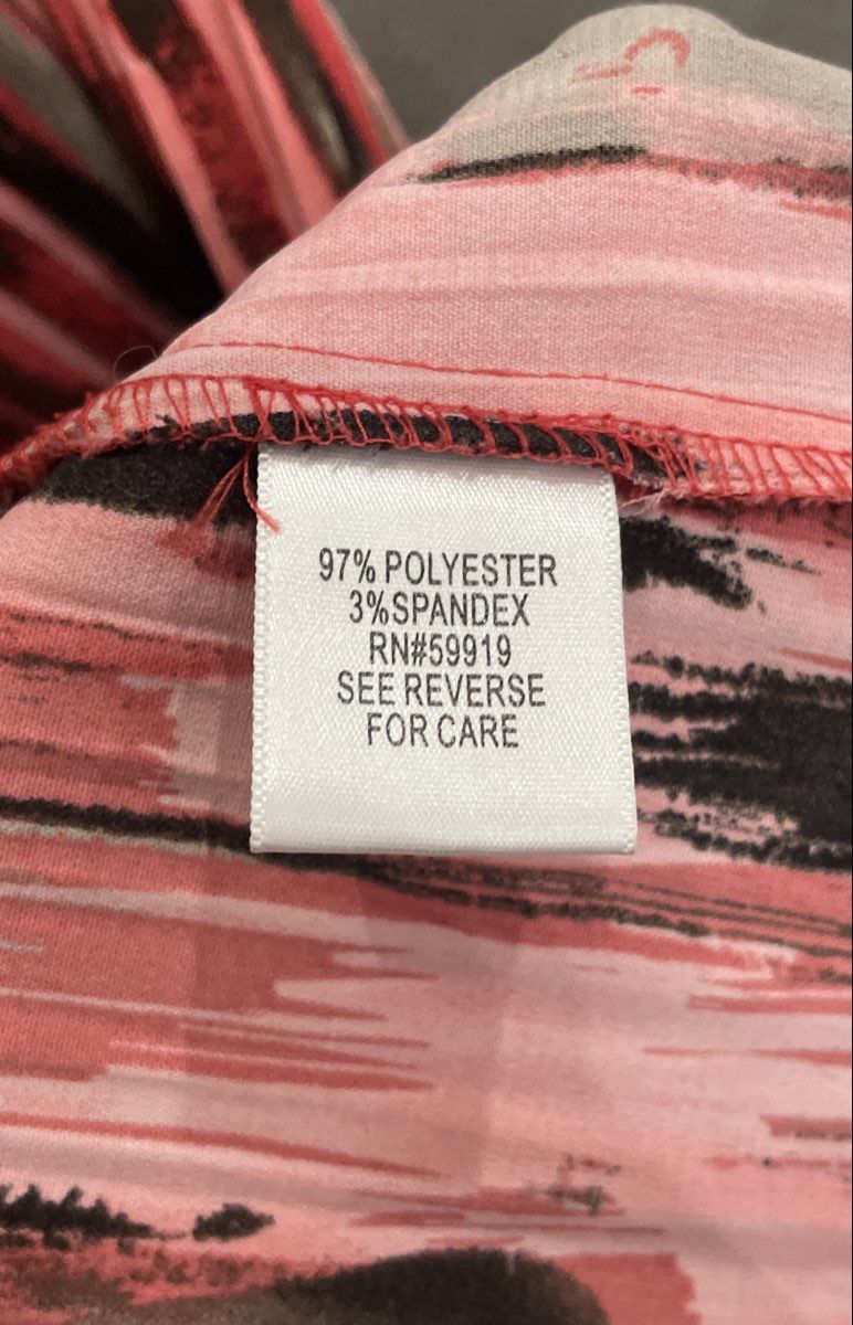 Apt 9 Women's Red Multicolor Abstract Print Stretch Button Up Blouse Sz L