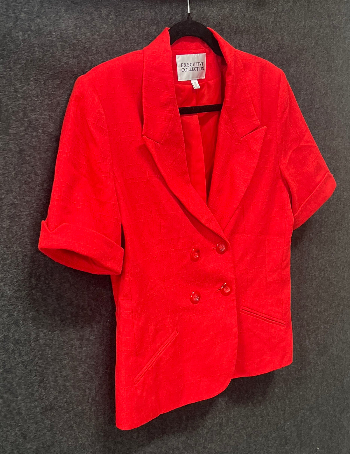 Vintage 90s Executive Collection Women's Red Short Sleeve Blazer Jacket Sz 12P