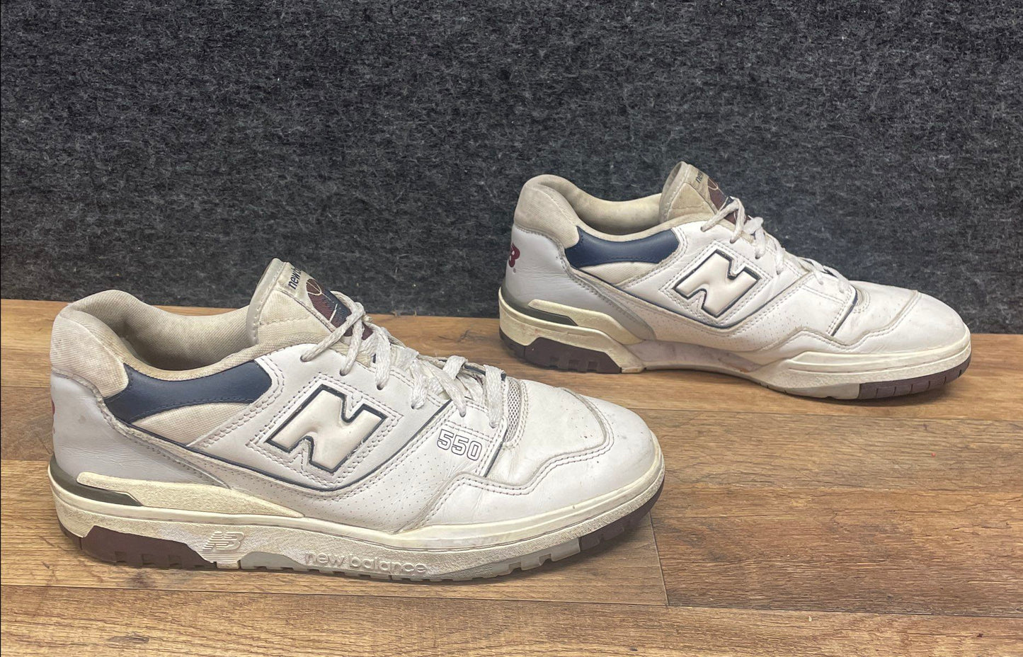 New Balance 550 White Navy Burgundy Basketball Sneakers Men's Size 10.5